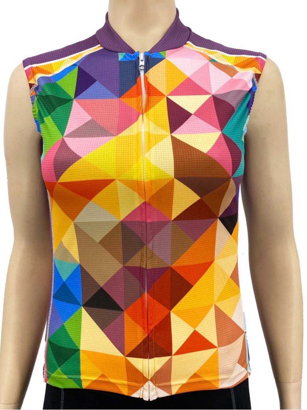 Women’s Sleeveless Geo-Print Cycling Jersey - Multicolor 3XL